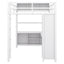 Metal loft bed with wardrobe and L-shaped desk, full-size loft bed with storage cabinet and shelf, white - Korvel
