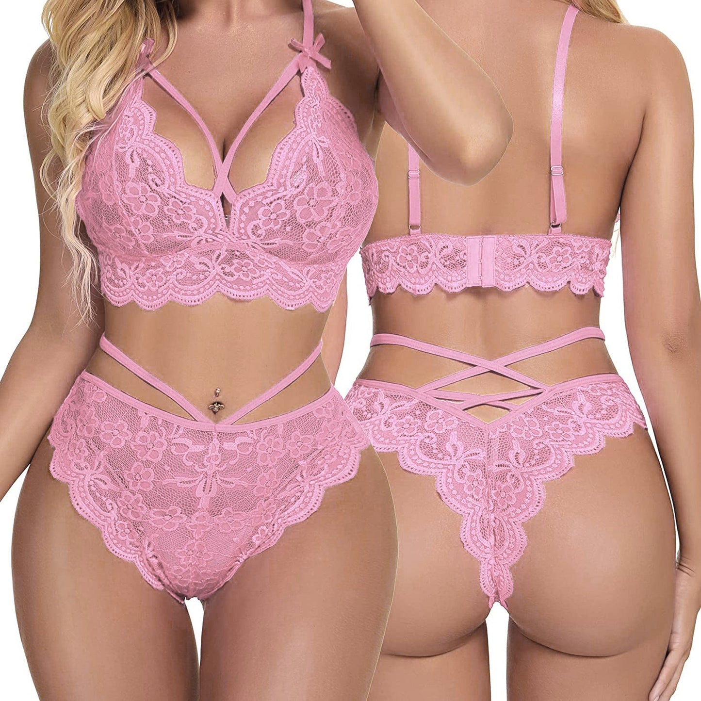 Hollow out new sexy sleepwear, seductive and fun nightgown, suspender and sexy lingerie, see through mesh - Korvel