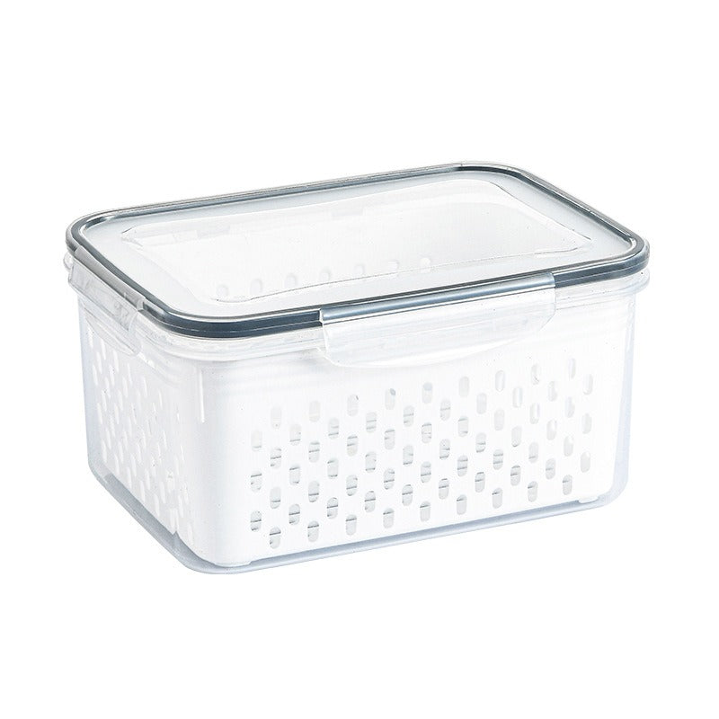 Kitchen food sealed preservation box fruit and vegetable drainage plastic storage box with lid - Korvel