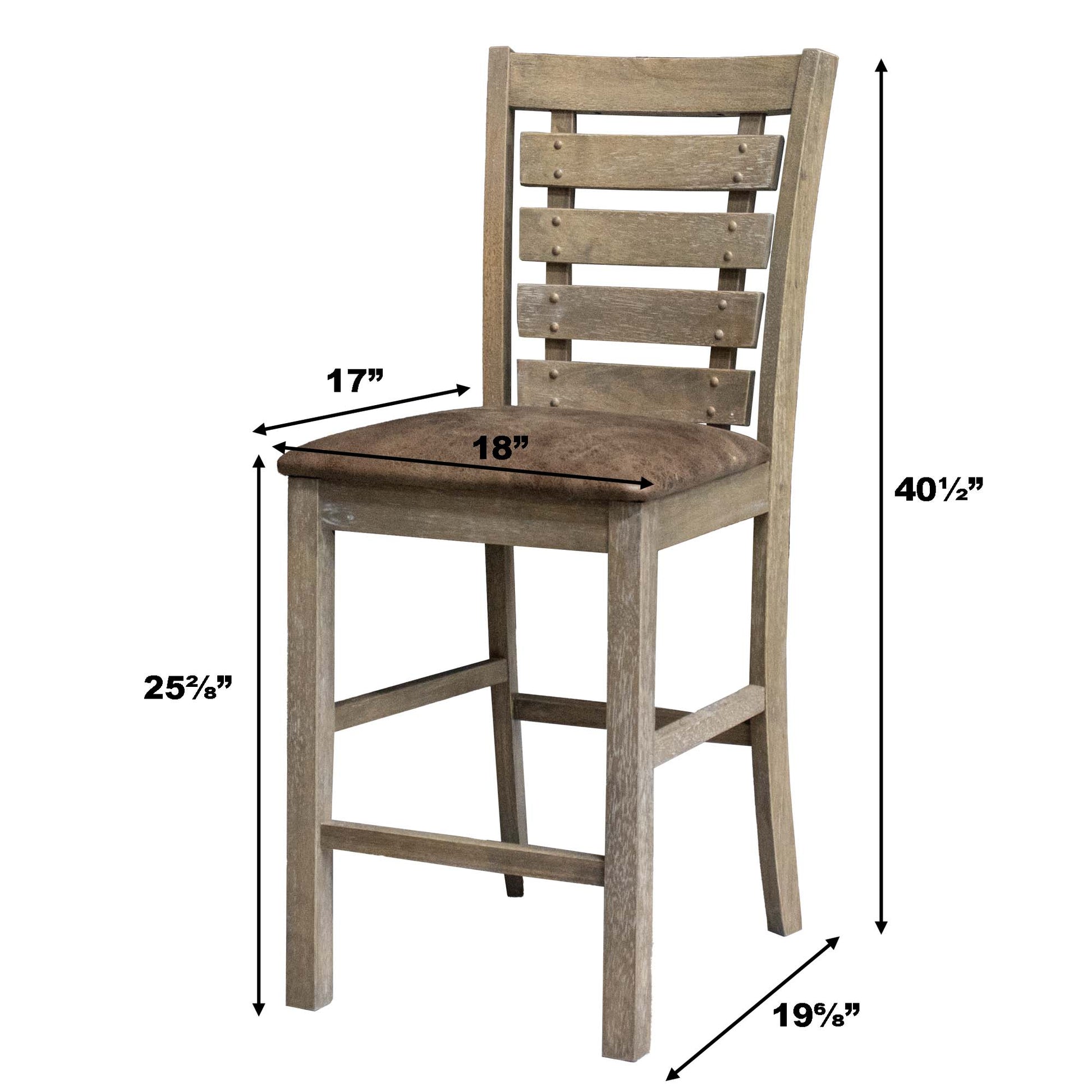 Set of 2 Dining Counter Height Chairs Modern Farmhouse Rustic Look Distressed Design Ladderback Solid Wood - Korvel