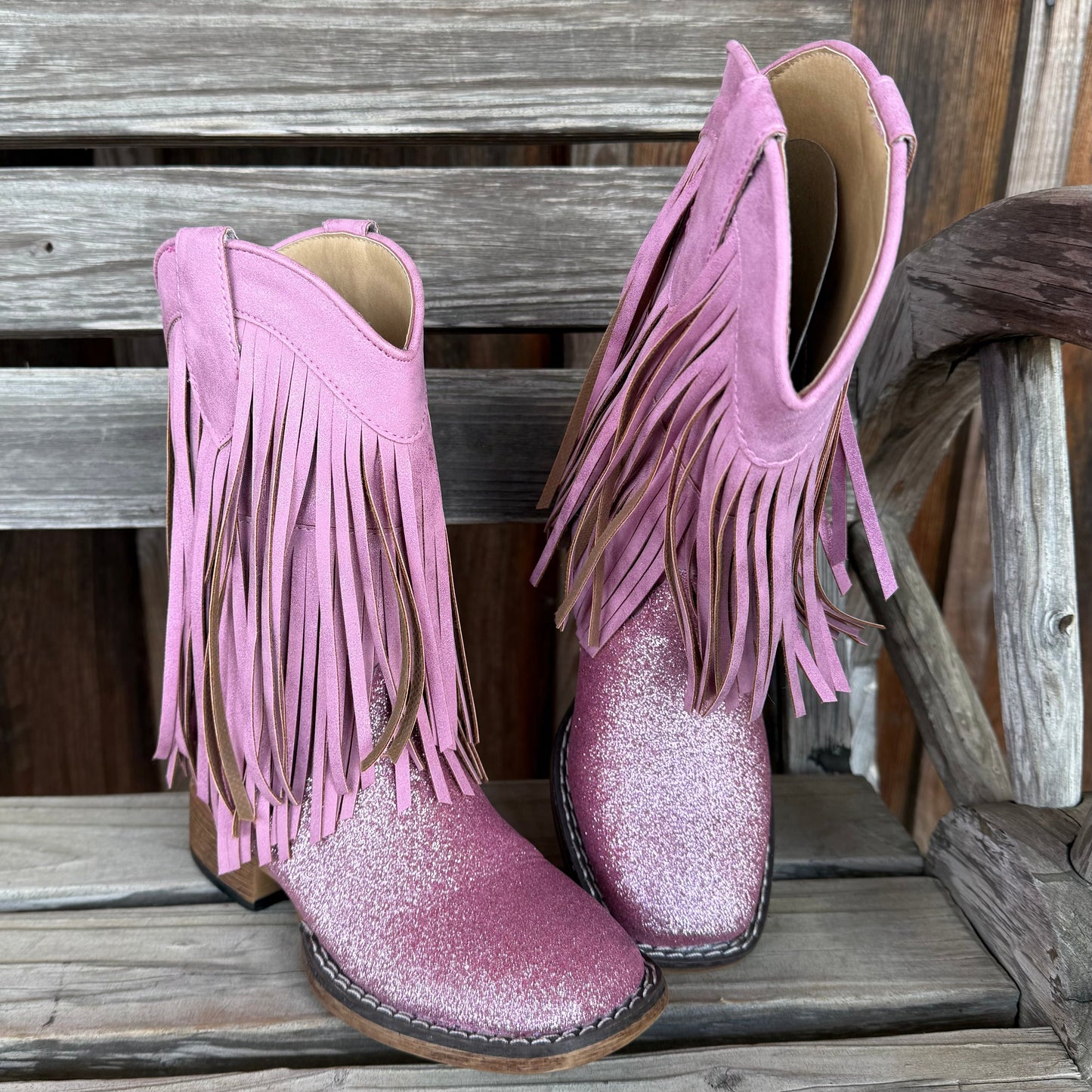 Sparkling Pink Fringe Boots for Kids | Roper