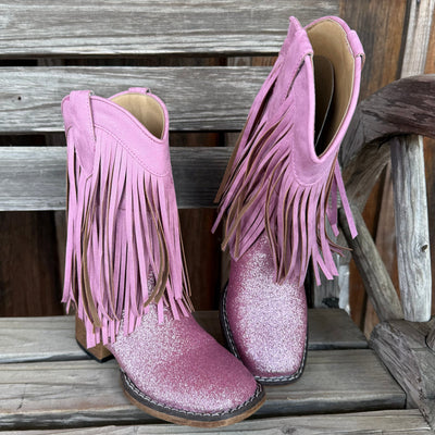 Sparkling Pink Fringe Boots for Kids | Roper