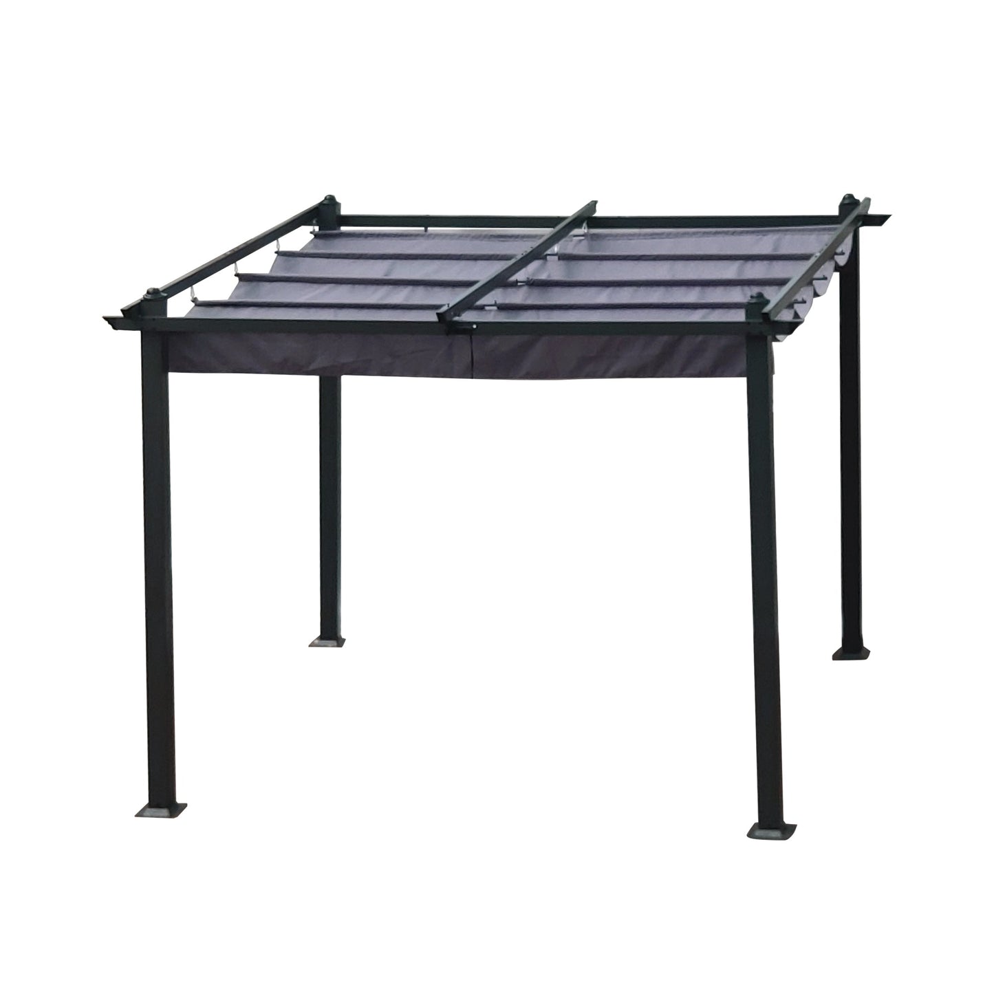 10x10 Ft Outdoor Retractable Pergola with Canopy - Gray