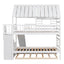 Twin over Twin House Bunk Bed with Trundle and Slide Storage Staircase Roof and Window Design  White - Korvel
