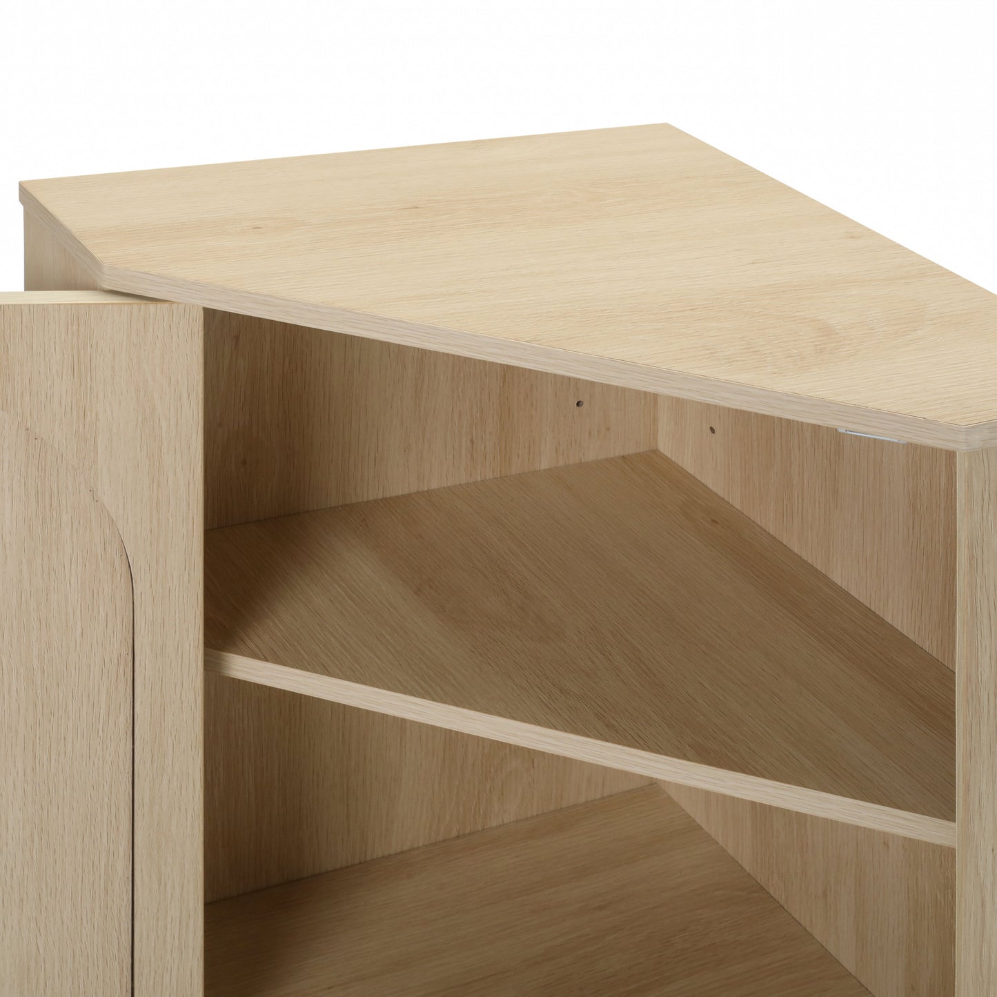 Elegant Freestanding Corner Cabinet with Rattan Doors