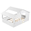 Wood Full Size House Bed with Roof, Window and Guardrail White - Korvel