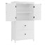 Bathroom Storage Cabinet, Cabinet with Two Doors and Drawers, Adjustable Shelf, MDF Board, White - Korvel