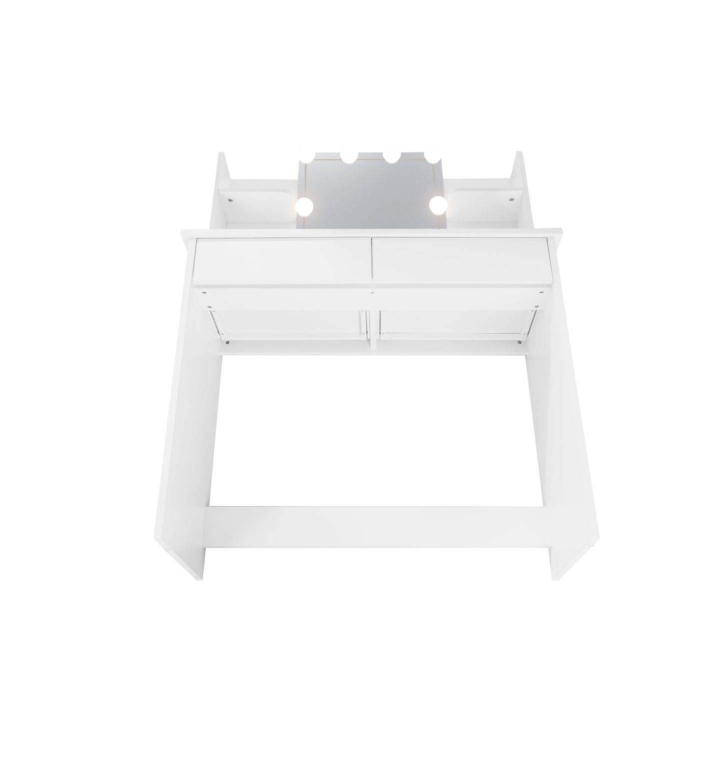 Makeup Vanity Desk With LED Lighted Mirror ,Dressing Table Set With 2 Large Drawers 10 LED Light ,White Color - Korvel