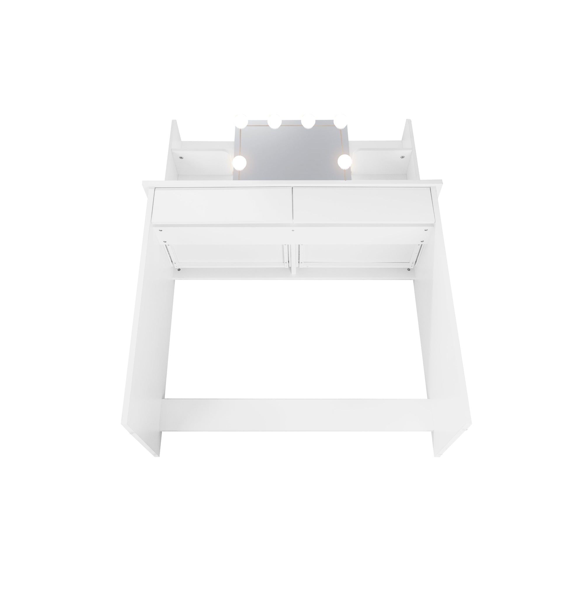 Makeup Vanity Desk With LED Lighted Mirror ,Dressing Table Set With 2 Large Drawers 10 LED Light ,White Color - Korvel