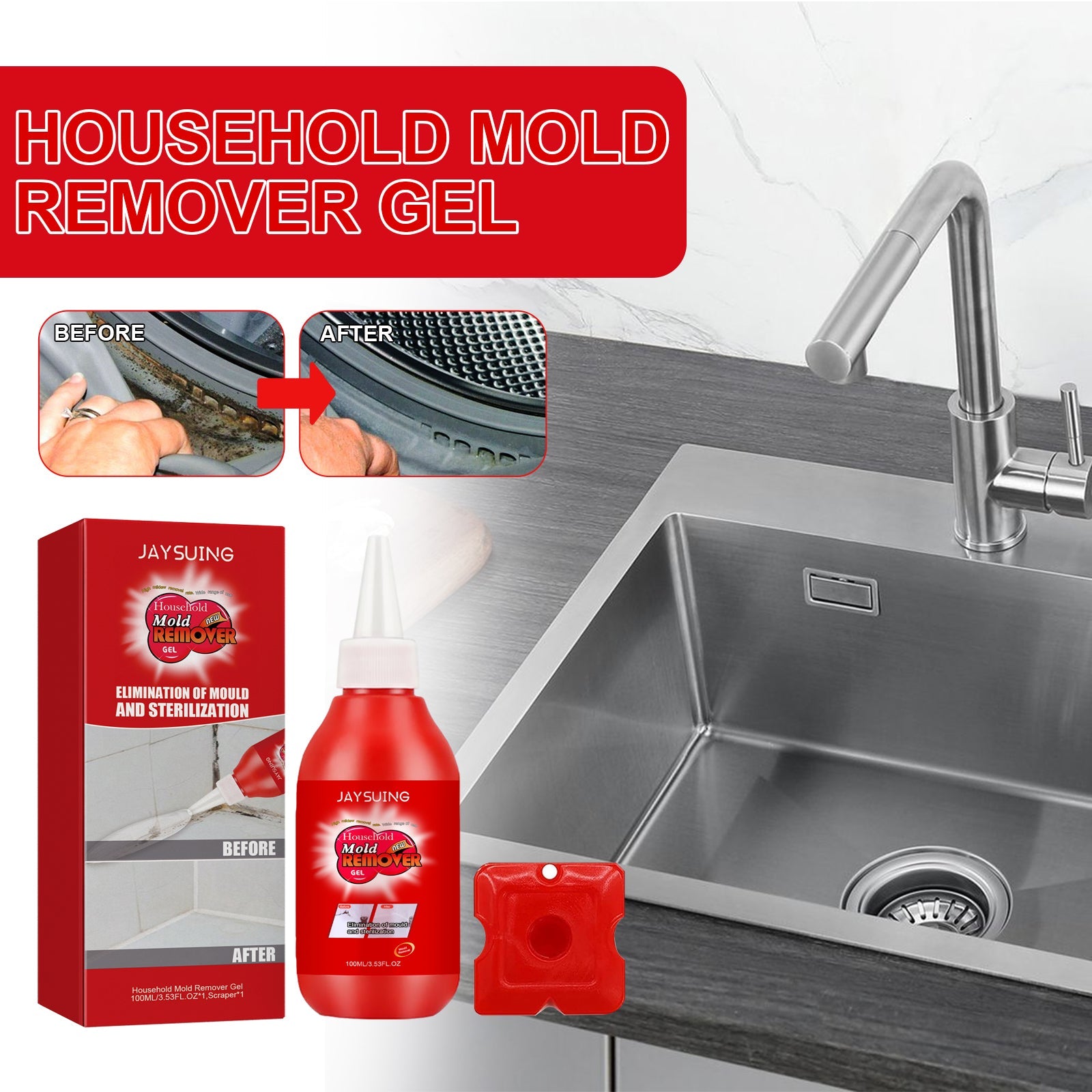 Mildew Removal Gel Cleaner For Kitchen Refrigerator Bathroom Wall Tile Mildew Stains - Korvel