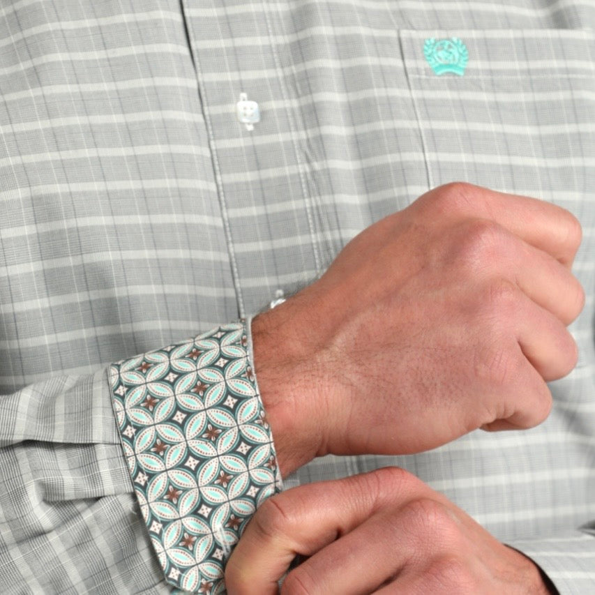 Stylish Grey and Cream Plaid Shirt | Cinch for Men - Korvel