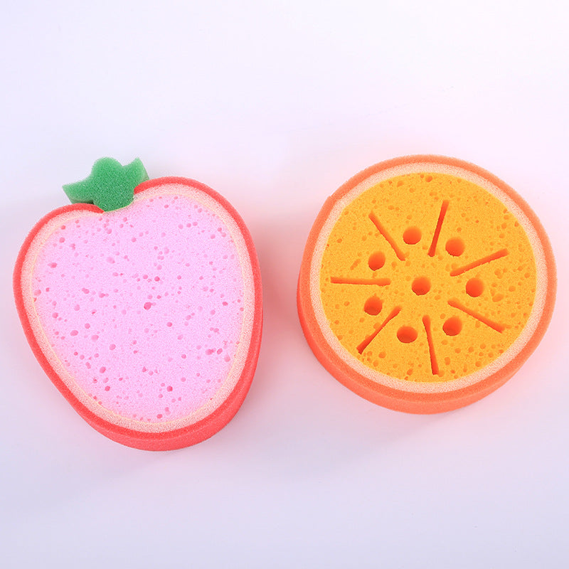 Fruit Sponge Dish Washing Brush Non-Stick Oil Kitchen Compressed Sponge Wipe Printing Household Brush Bowl Bath Absorbent Cotton - Korvel