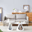 set of 2 coffee round tables with a marble-look top and steel base with 2 cat beds multifunctional and stylish entable - Korvel