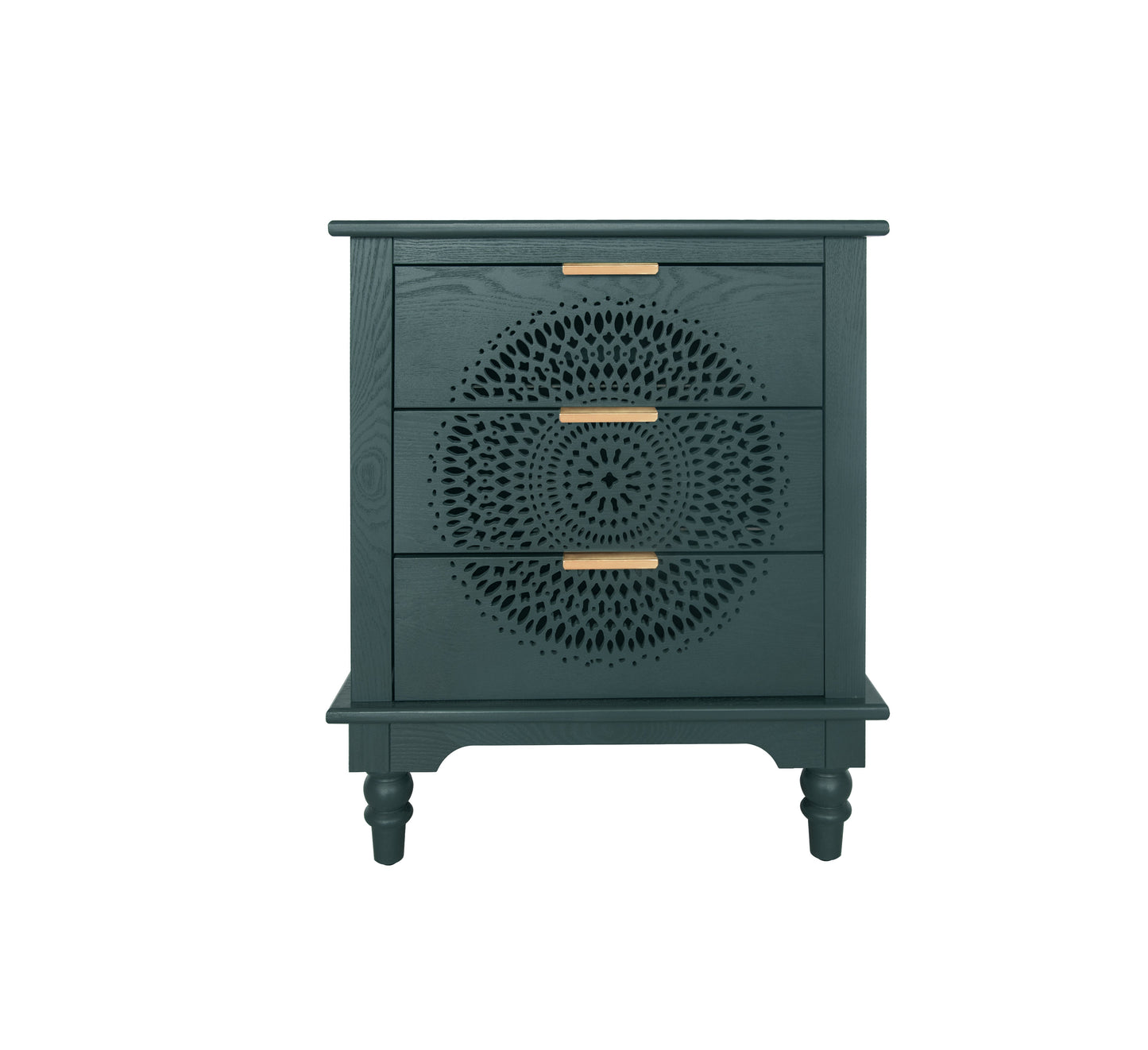 Commode de rangement à 3 tiroirs en bois creusé