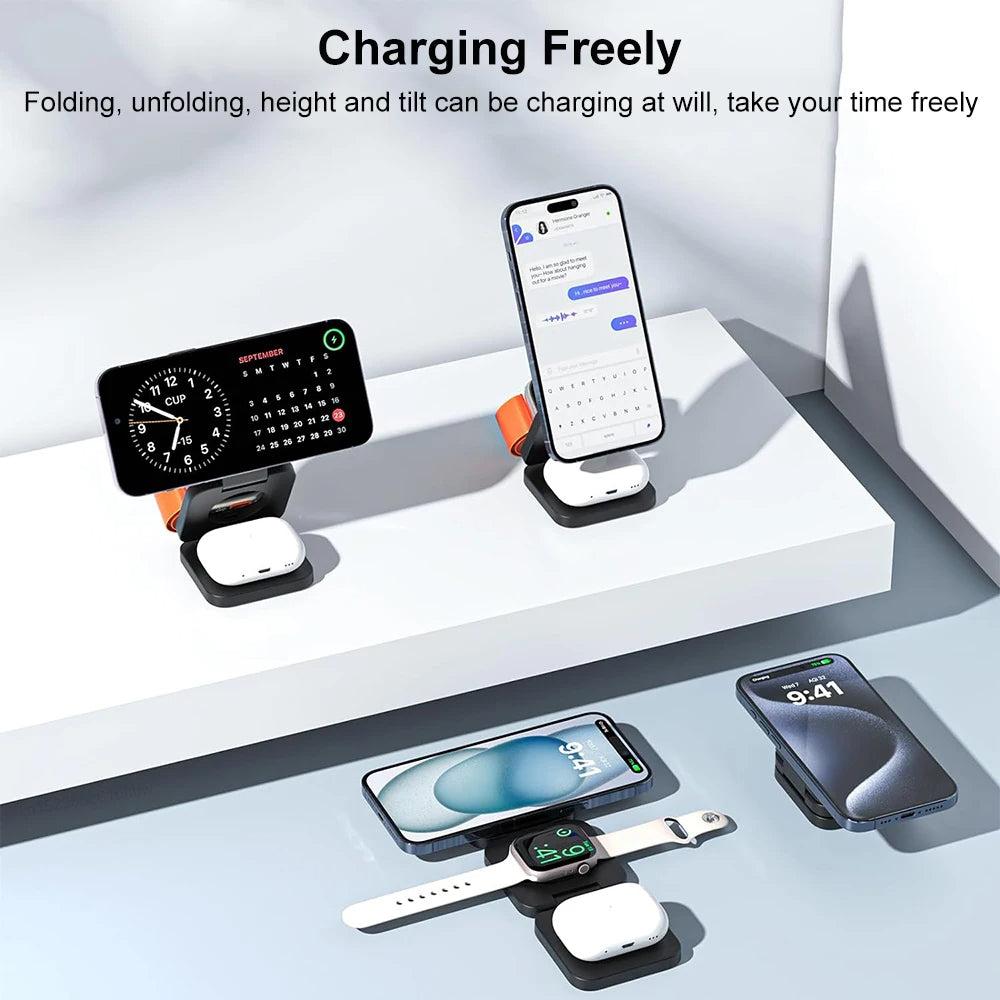 3-in-1 Foldable Magnetic Wireless Charging Station