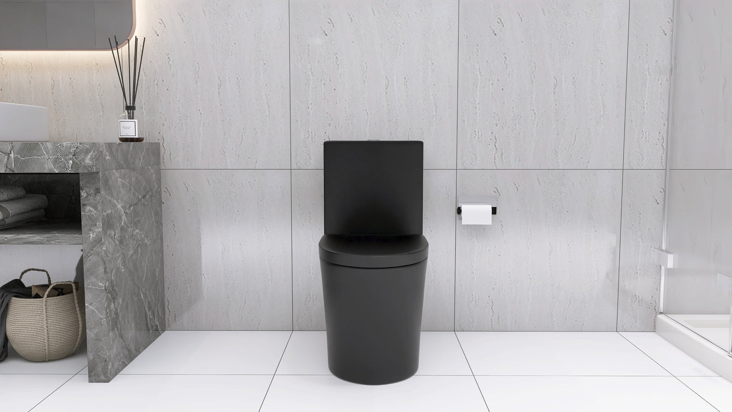 Matte Black Elongated One Piece Toilet Dual Flush 1.1/1.6 GPF Water Saving Map 1000g,Matte Black - Korvel