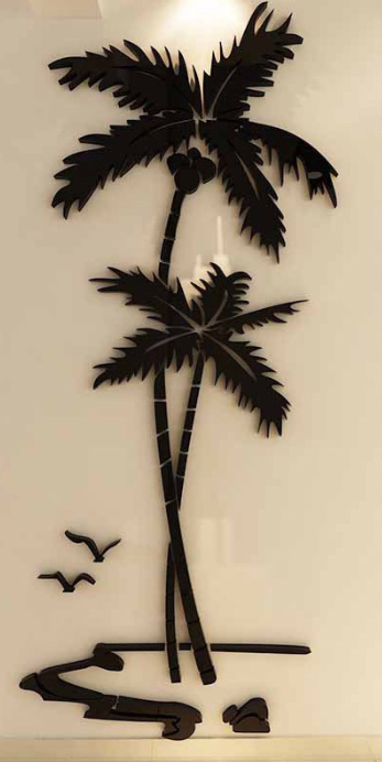 3D Coconut Tree Acrylic Mirror Wall Sticker For Children's Room Dining Room Living Room DIY TV Wall Background Home Decoration - Korvel