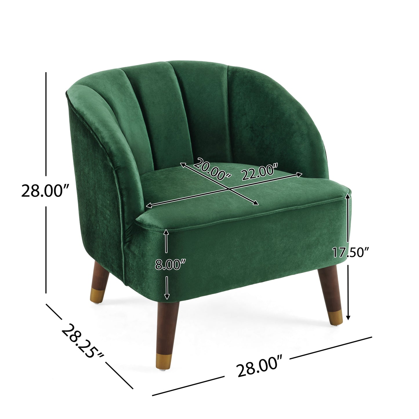 Sofá de acento barrel tapizado elegante con patas de madera