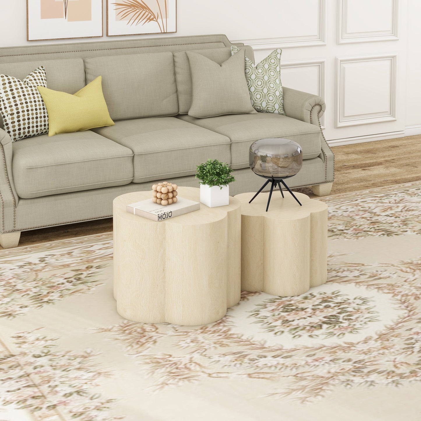 Coffee Table Set of 2, Cloud Coffee Table ,Nesting Coffee Table,End table, Sidetable for Living room ,Bedroom,Office ,Balcony - Korvel