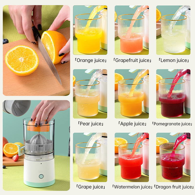Portable USB - rechargeable slow juicer for oranges, lemons & other fruits. A handy electric blender for home kitchens. - Korvel