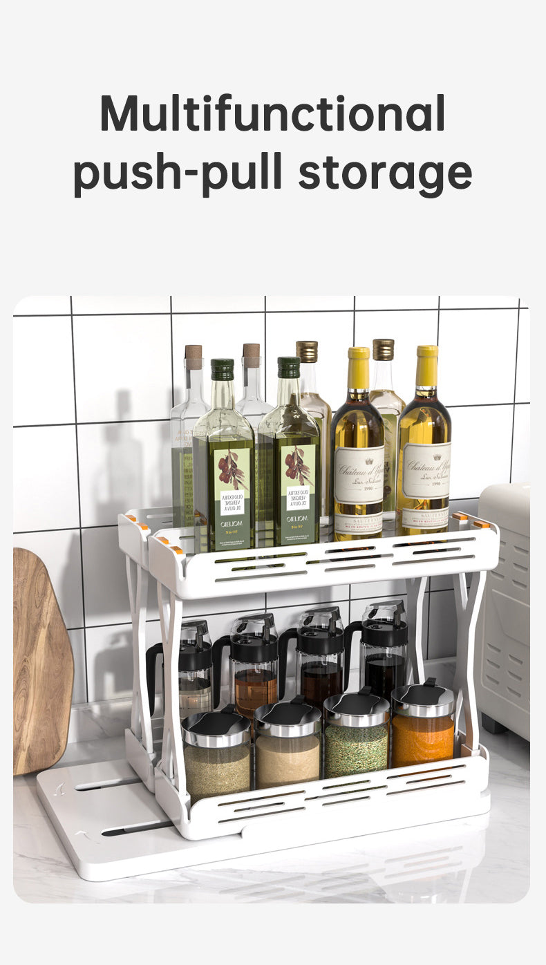 Pull out Rotating Spice Rack Organizer for Cabinet Rotate Makeup Organizer Slide Bottle Box Holder Plastic Seasoning Spice Rack - Korvel