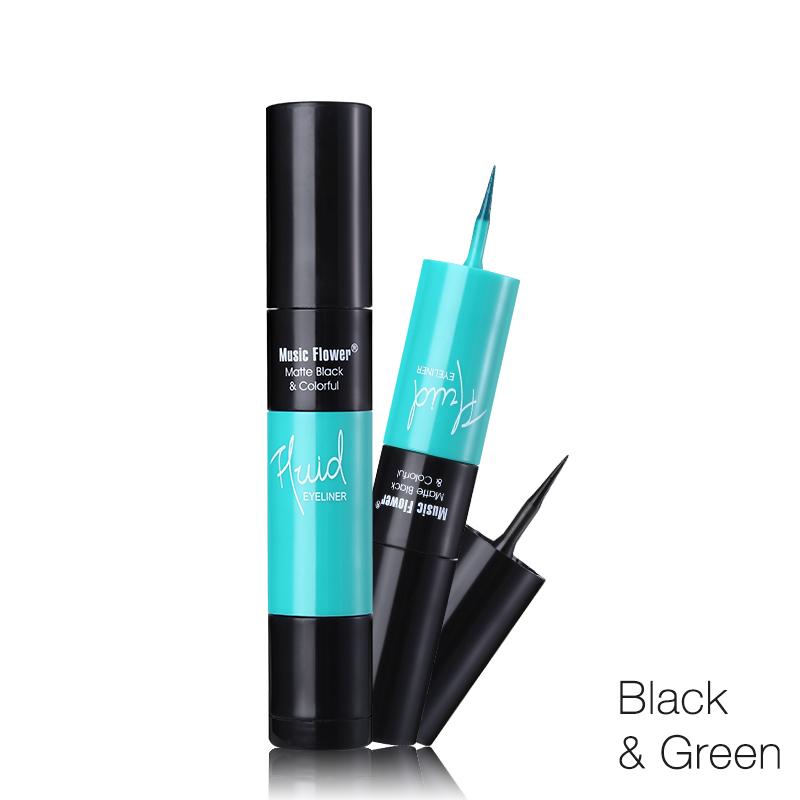 Music Flower Matte Black & Colorful 2 In 1 Waterproof Liquid Eyeliner Pen Makeup Fast Dry Smooth Long Lasting Charm Eyes Liner - Korvel