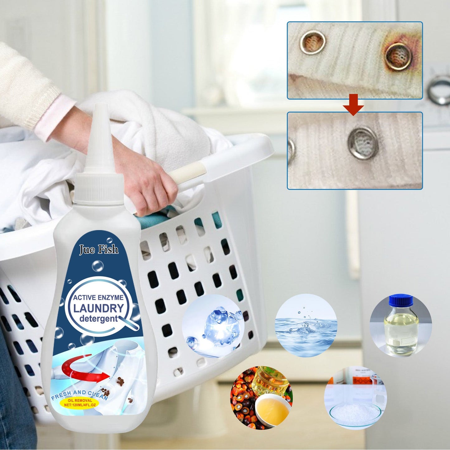 Detergente de lavandería enzimático activo premium para la eliminación de manchas