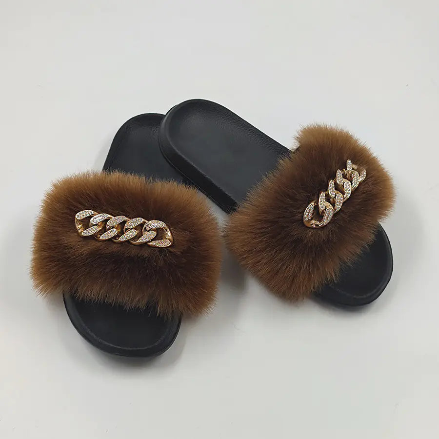 Plush Imitation Fox Fur Flip Flops for Ultimate Comfort