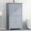 Bathroom floor storage cabinet, bathroom storage cabinet, 4-door independent cabinet, adjustable shelf, adaptive shelf, gray - Korvel