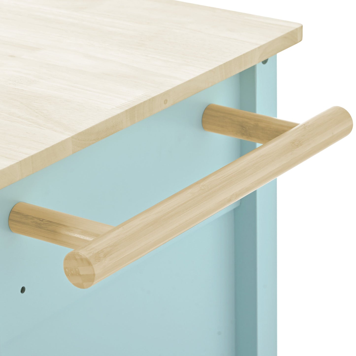 Mint Green Kitchen Island Cart with 4 Doors and Drawers