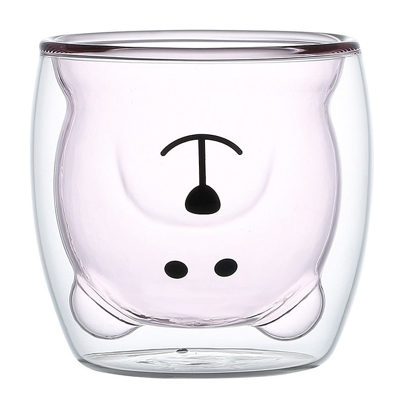 Cute Bear Shaped Double-Layer Glass Milk Cup