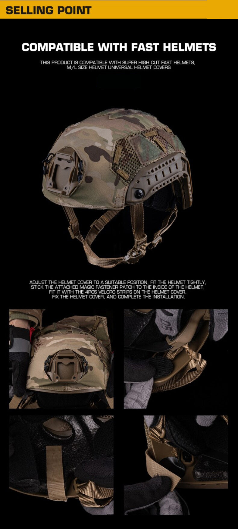 Housse de casque camouflage FAST SF Ultra-haut (Moyen)