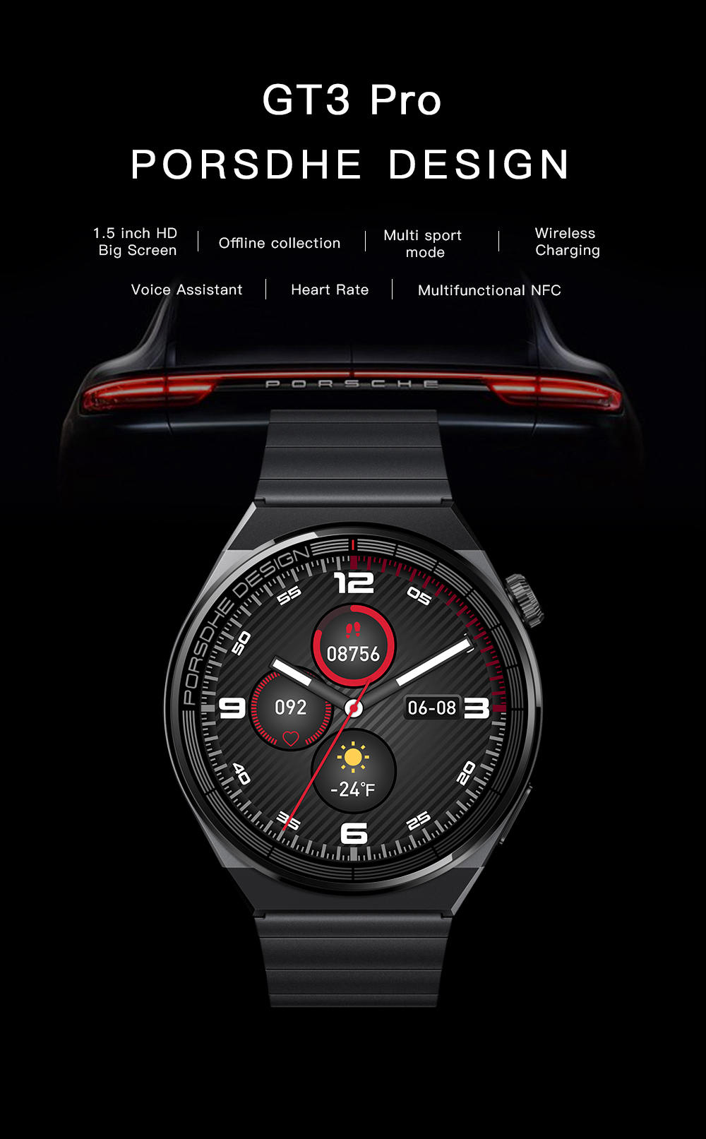 GS GT3 Pro Smart Watch Heart Rate, Blood Pressure, Blood Oxygen Monitoring Bluetooth Sports Watch Bracelet - Korvel
