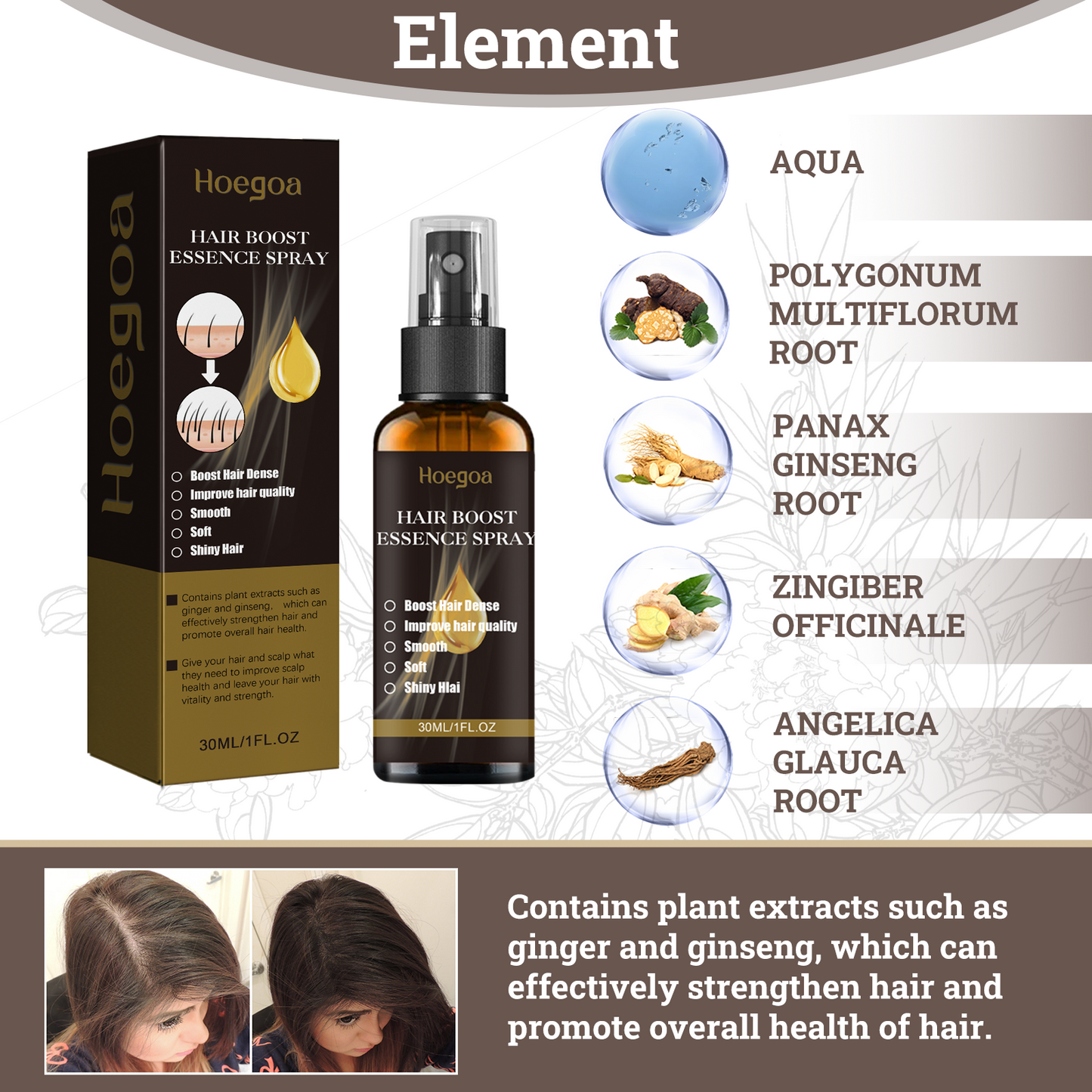 Spray d'amélioration capillaire premium pour des cheveux plus forts et plus fournis