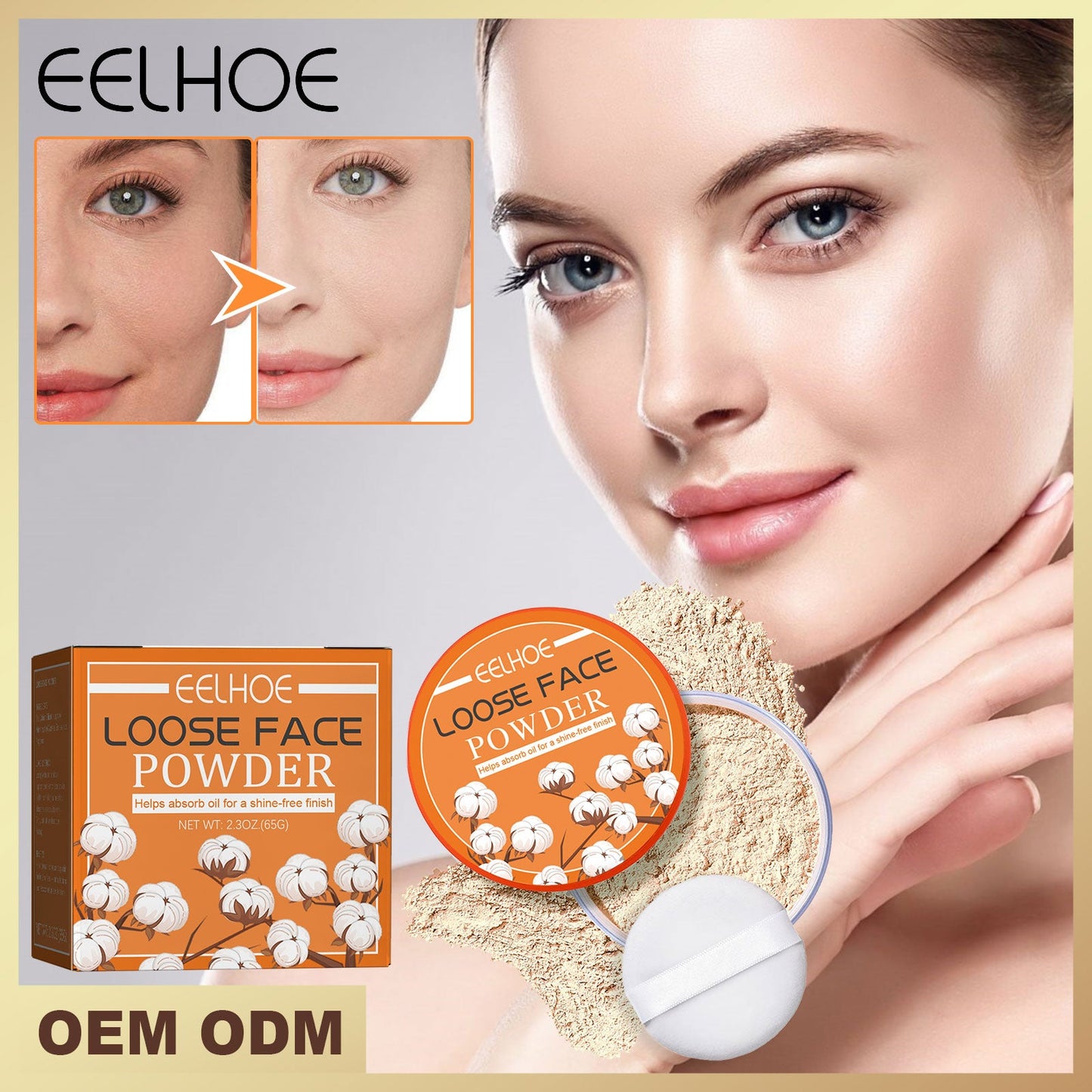 Loose Powder, Fade Fine Lines, Waterproof, Sweat Resistant Makeup Natural Concealer Complete Makeup Powder Light And Delicate - Korvel