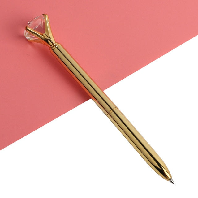 21Color Kawaii Ballpoint Pen Big Gem Metal Ball Pen With Large Diamond Blue And Black Magical Pen Fashion School Office Supplies - Korvel