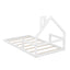 Cama de Madera de Tamaño Twin con Cabecera en Forma de Casa - Blanca