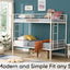 Twin metal bunk beds, metal structure bed frame with safety guardrails and 2 ladders, convertible bunk beds, white - Korvel