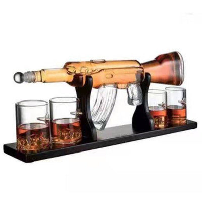 Crystal Glass AK47 Rifle Gun Whiskey Wine Glass Decanter With 4 Whiskey Glasses Set For Liquor,Whiskey,Vodka,Brandy - Korvel