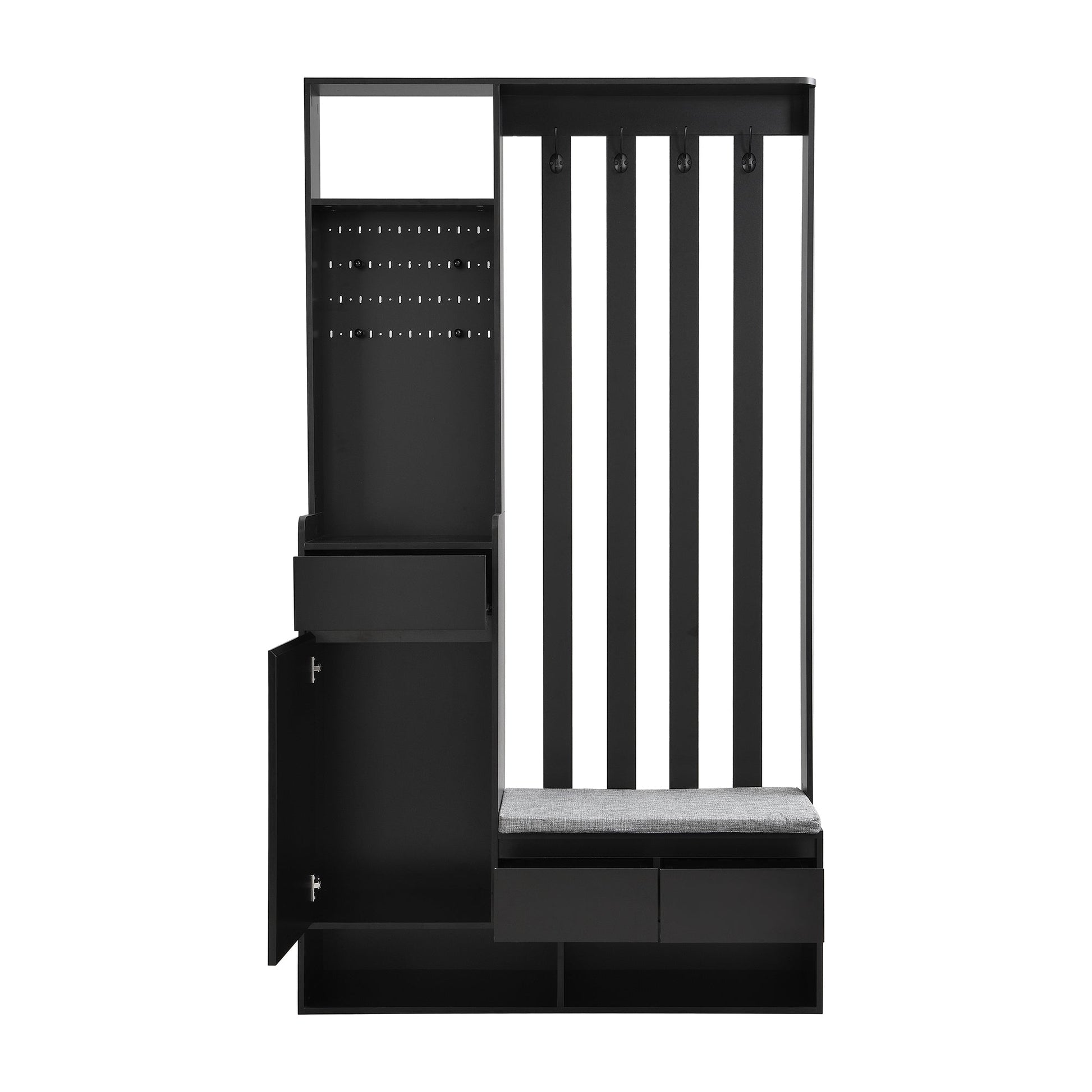 39.3'W70.8'H multifunctional corridor shoe cabinet with soft padded nail board and black hanger with entrance hook - Korvel