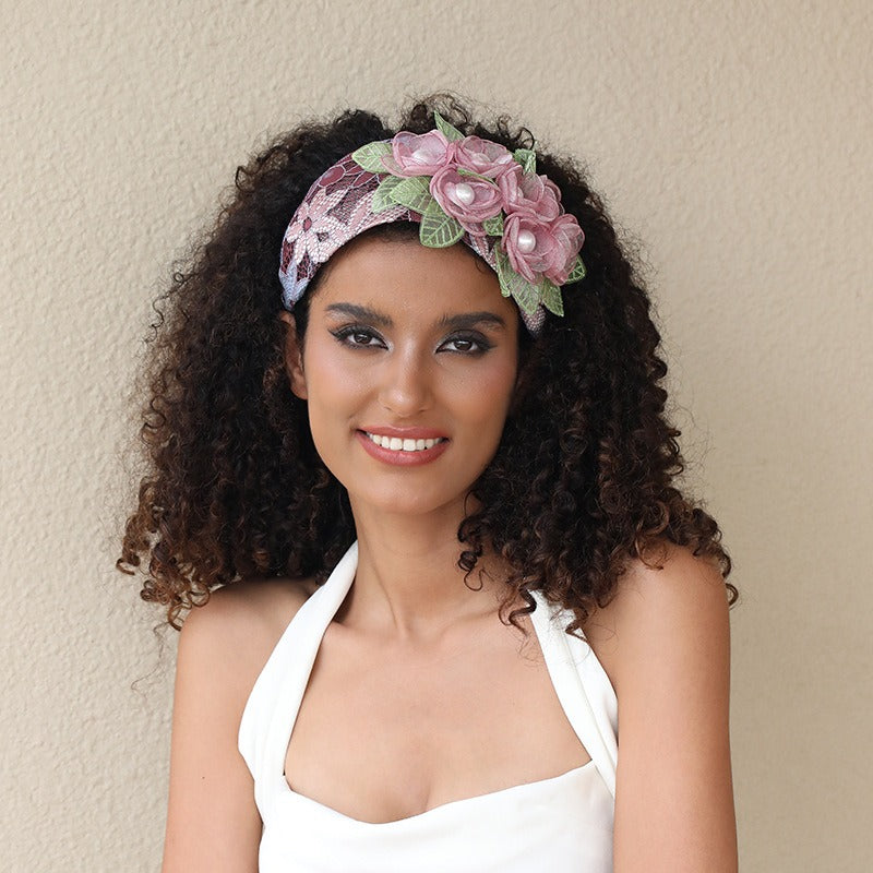 Fashionable handmade fabric exaggerated flower headwear - Korvel