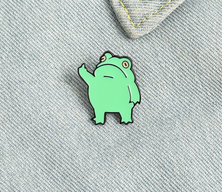 Funny Frog Enamel Pin Custom Cool Animal Brooches Bag Lapel Pin Cartoon Froggy Badge Jewelry Gift for Friends - Korvel
