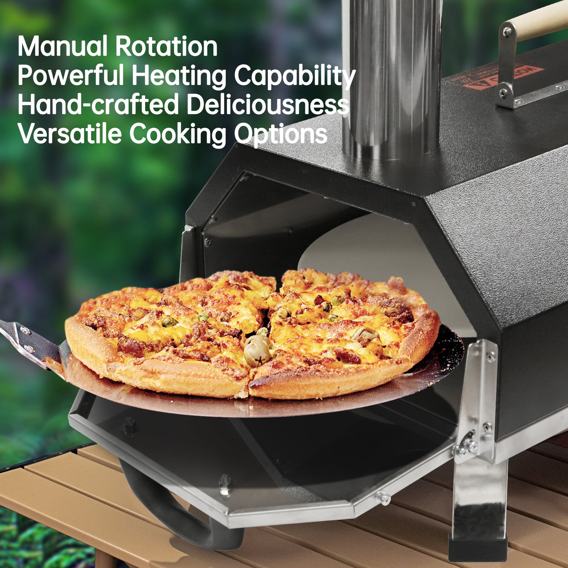Semi-Automatic Black 12 Outdoor Pizza Oven Portable Wood Fired Pizza Oven Outdoor - Korvel