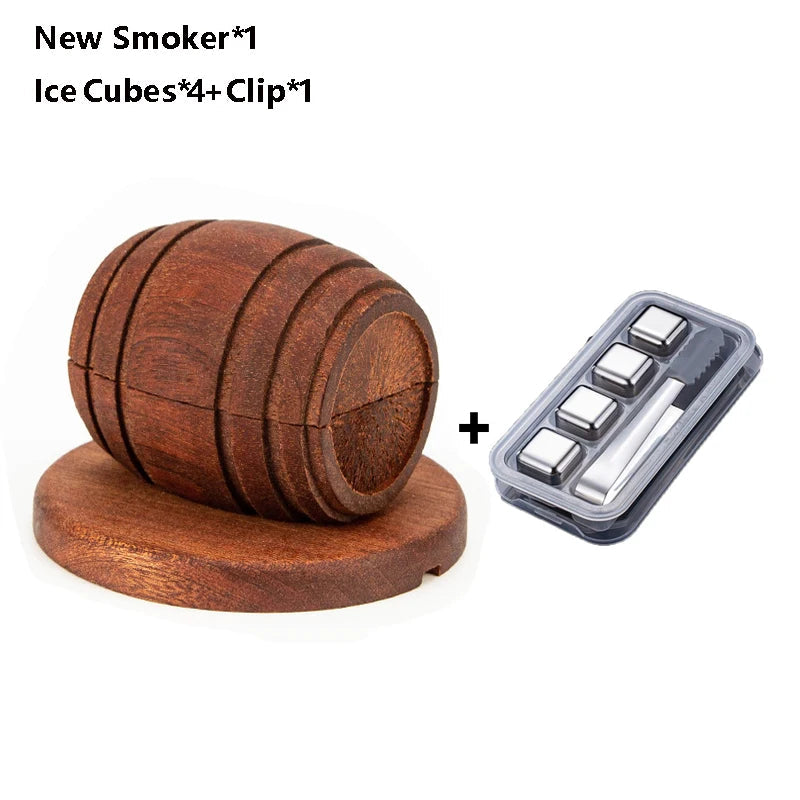 New Barrel Cocktail Smoking Kit with Wood Chips 4 Flavors Old Fashioned Drink Smoker Infuser for Bar Drinks Kitchen - Korvel