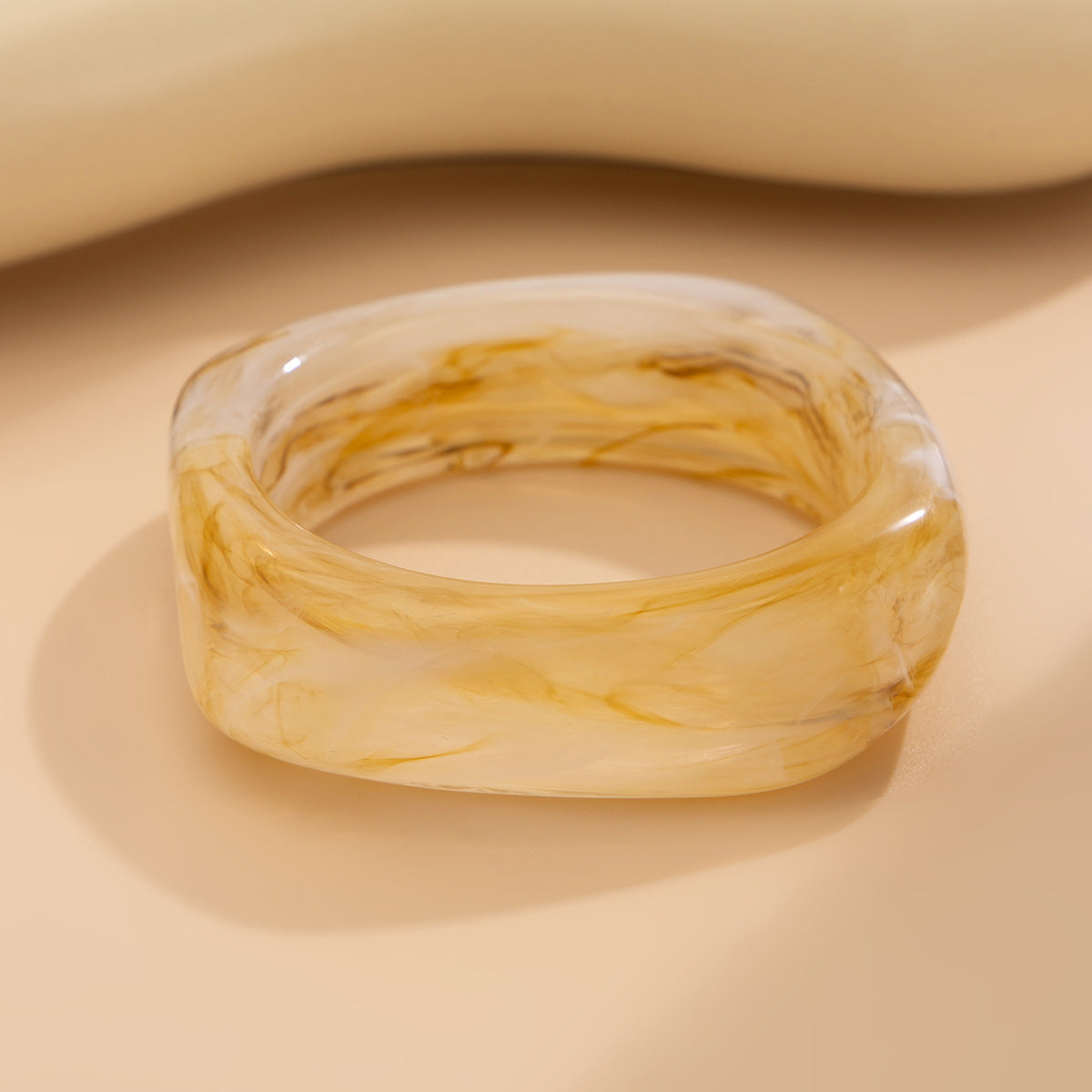 Vintage Irregular Dyeing Bracelet Round Wide Face Acrylic Bracelet for Women - Korvel