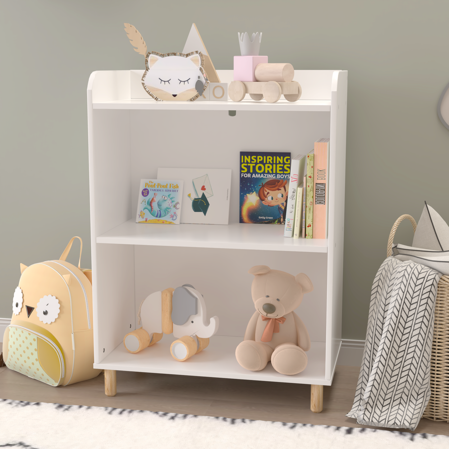 Kids 3-Tier Bookcase - Premium Children's Book Display & Toy Organizer