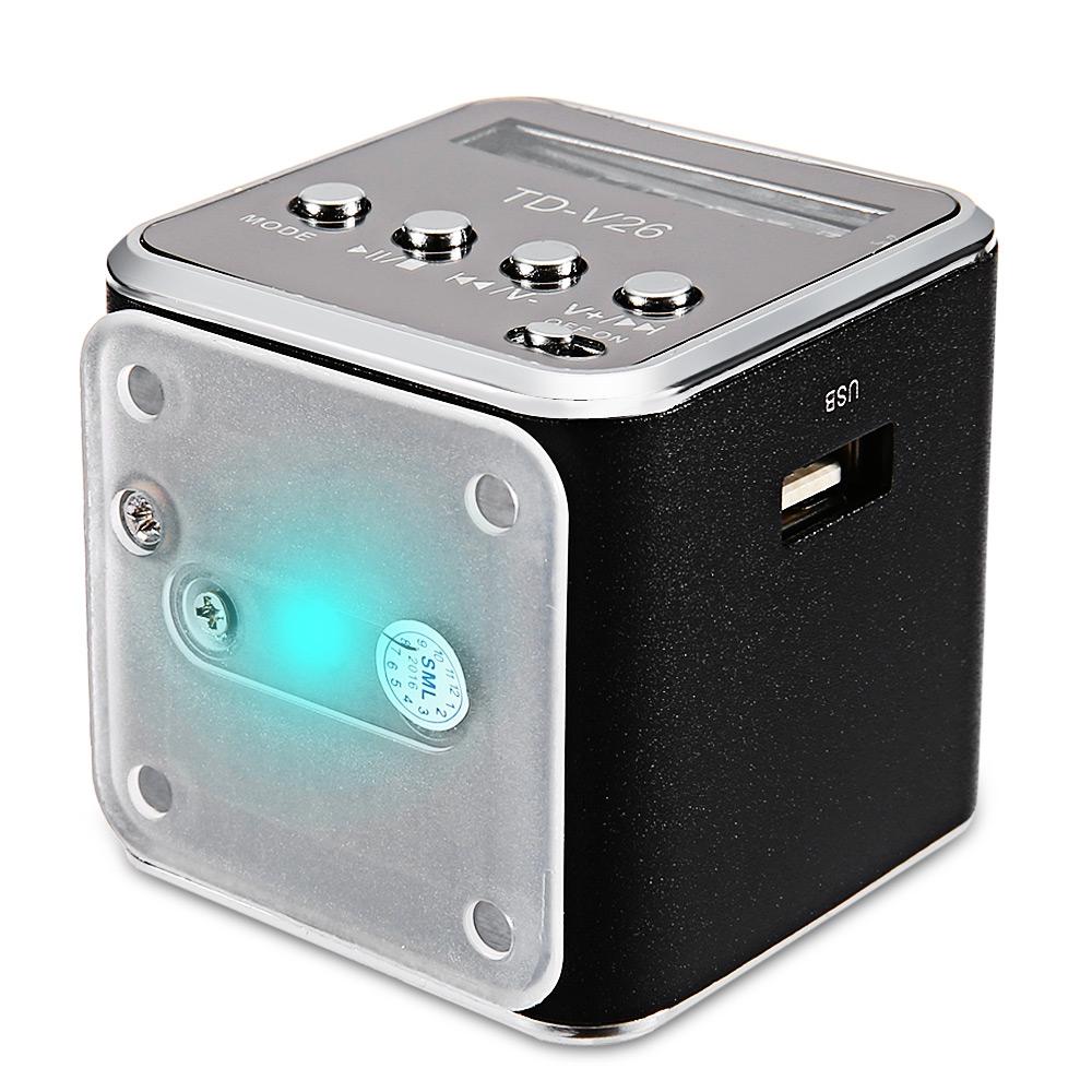 TD-V26 Portable Radio FM Micro SD/TF Music Player Digital LCD Display Mini Speaker Suitable - Korvel