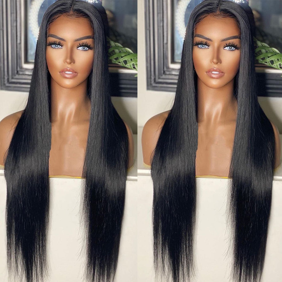 Natural Transition Wig Black Chemical Fiber Front Lace Long Straight Hair Matte High Temperature Silk Headgear - Korvel