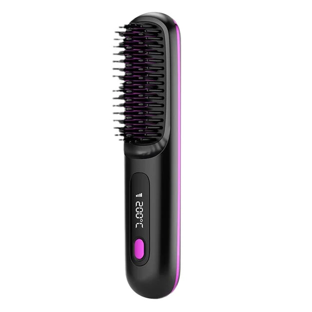 Peigne lissant céramique sans fil avec écran LCD