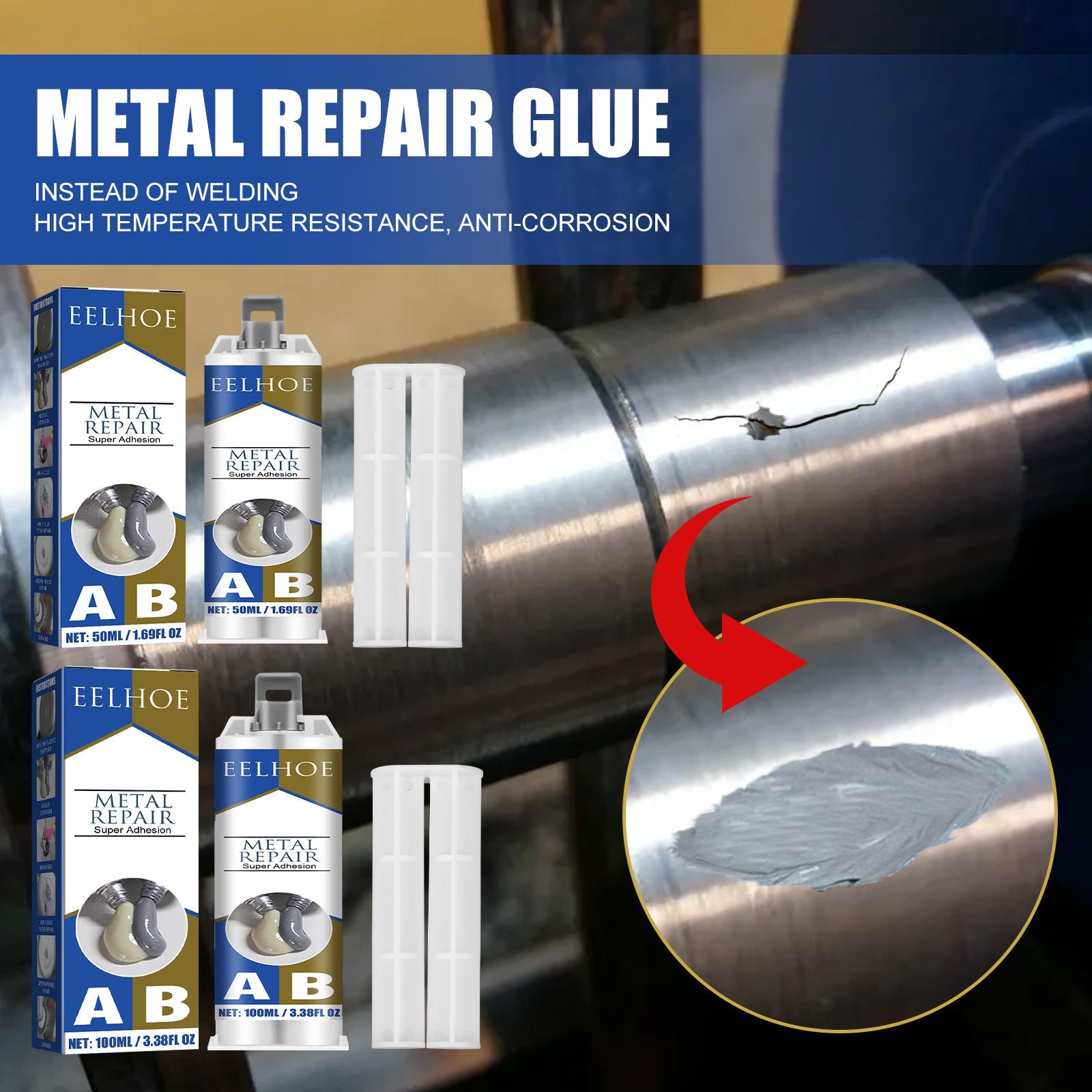 Metal Repair Glue, Crack Filling And Leak Plugging Quick Dry Crack High Temperature Welding Metal Repair Agent - Korvel
